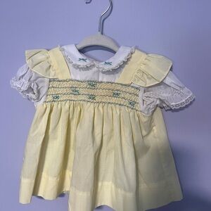 Vintage Yellow Baby Dress with Embroidered Details